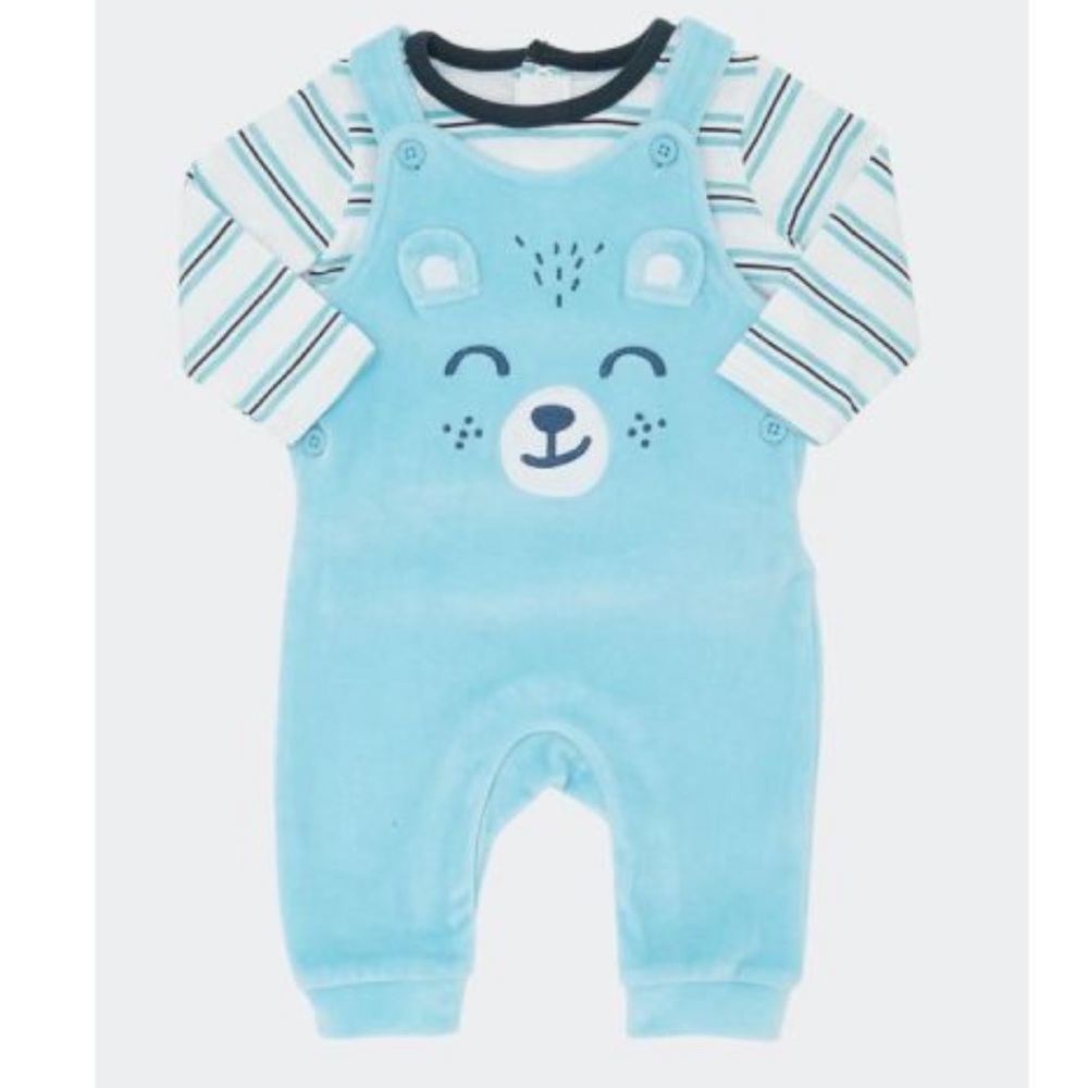 Dunnes Stores | Blue Two-Piece Velour Dungaree